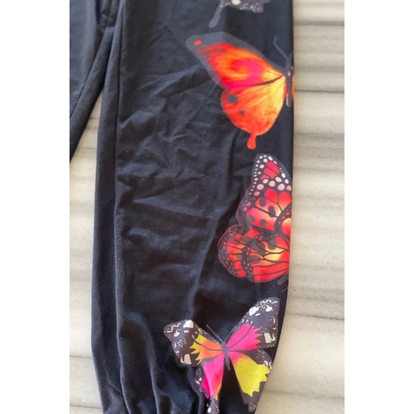 Black Butterfly Joggers/Sweatpants S NEW - Picture 9 of 10
